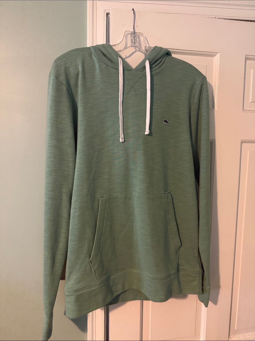Vineyard Vines Mint Sage Pullover Hoodie with White Drawstrings